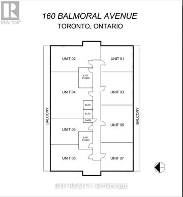 Toronto (Yonge-St. Clair) house for rent - A floor plan for an apartment building at 160 Balmoral Avenue, Toronto, Ontario.