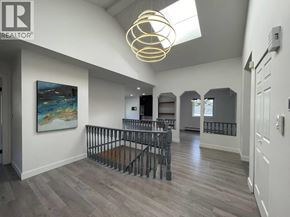 Vancouver apartment for rent - A spacious room with a skylight and a painting on the wall.
