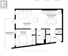 Kitchener condo for rent - A black and white floor plan of a house with labeled rooms.