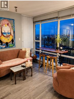 Coquitlam apartment for rent - A living room with a brown sofa, a coffee table, and a painting on the wall.