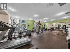 Vancouver apartment for rent - A gym with treadmills, weights, and exercise equipment.