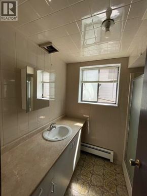 Burnaby apartment for rent - A bathroom with a sink, mirror, and window.