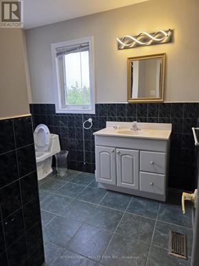Brampton (Brampton West) apartment for rent - A bathroom with a toilet, sink, and mirror.