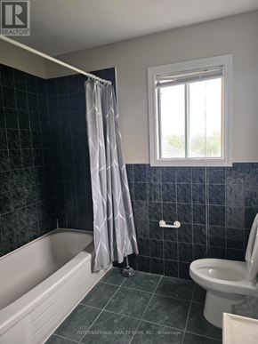 Brampton (Brampton West) apartment for rent - A bathroom with a white tub, toilet, and sink.
