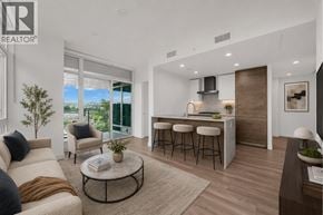 Burnaby apartment for rent - A modern living room with a bar area and a view of the outdoors.