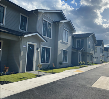 Cloverdale apartment for rent - A row of houses with a cloudy sky above them.