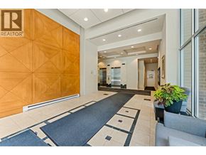 Burnaby apartment for rent - A hallway with a blue rug and a plant on the right side.