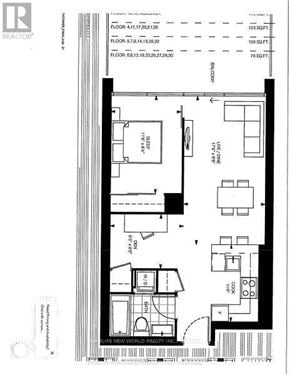 Toronto (Bay Street Corridor) condo for rent - A black and white floor plan for a building with REALTY INC at the bottom.