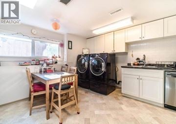 North Vancouver apartment for rent - A kitchen with a table and chairs in the middle of it.