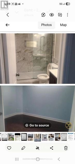 Brampton (Bram East) apartment for rent - A bathroom with a toilet and a glass shower door.