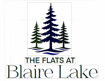 Tyler apartment for rent - The logo for The Flats at Blaire Lake features a stylized tree.
