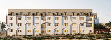 Santa Fe apartment for rent - A modern building with a lot of windows and balconies.