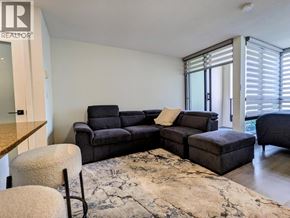 Vancouver apartment for rent - A living room with a grey sofa and a rug.