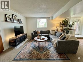 Cambridge apartment for rent - A living room with a grey couch, a rug, and a television.