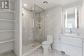 Toronto (Dovercourt-Wallace Emerson-Junction) condo for rent - A bathroom with a toilet, sink, and walk-in shower.
