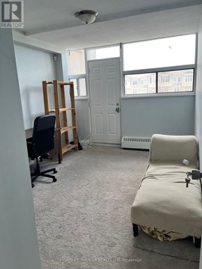 Hamilton (Vincent) condo for rent - A room with a carpeted floor, a chair, a desk, and a ladder.