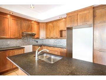 Gatineau (Gatineau) condo for rent - A kitchen with wooden cabinets and a granite countertop.
