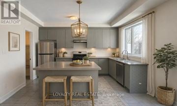 Toronto (Downsview-Roding-Cfb) townhouse for rent - A modern kitchen with a dining table and chairs.
