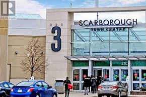 Toronto (Bendale) condo for rent - A building with the words Scarborough Town Centre on it.
