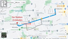 Newmarket (Huron Heights-Leslie Valley) apartment for rent - A map shows a route from Newmarket GO to a Go Station.