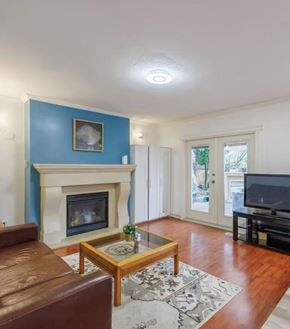 Surrey apartment for rent - A living room with a fireplace and a television.