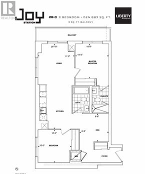 Markham (Greensborough) condo for rent - A floor plan for a 2 bedroom, 2 bathroom apartment.