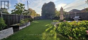 Richmond Hill (Rouge Woods) apartment for rent - A backyard with a wooden fence and a green lawn.