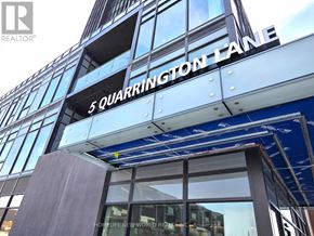 Toronto (Banbury-Don Mills) condo for rent - A modern building with the name "5 QUARRINGTON LANE" on the top.