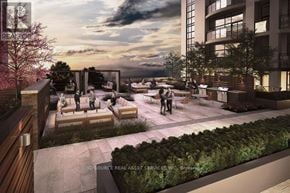 Hamilton (Beasley) condo for rent - A rendering of a modern outdoor seating area with people enjoying the view.