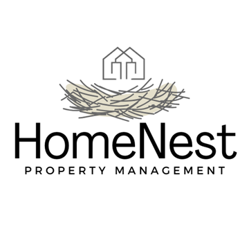 N/A apartment for rent - A logo for HomeNest Property Management featuring a nest with a house inside it.