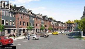Brantford townhouse for rent - A street view of a residential area with cars parked on the side of the road.