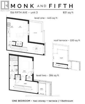 Ottawa apartment for rent - A floor plan for a one bedroom apartment with two story and terrace.