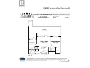 Richmond apartment for rent - A black and white image of a floor plan for a property management company.