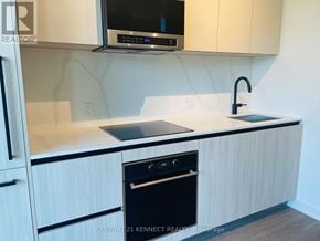 Toronto (Waterfront Communities) condo for rent - A kitchen with a black dishwasher and a black faucet.