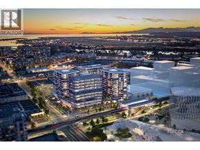 Richmond apartment for rent - A cityscape at dusk with a prominent building in the center.