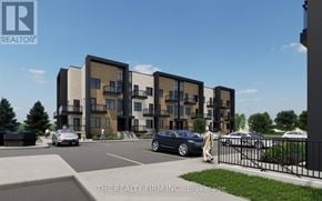 London South (South U) townhouse for rent - A modern apartment complex with cars parked in front.
