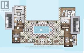 Toronto (Humber Heights) condo for rent - A floor plan of an apartment complex with a pool in the middle.