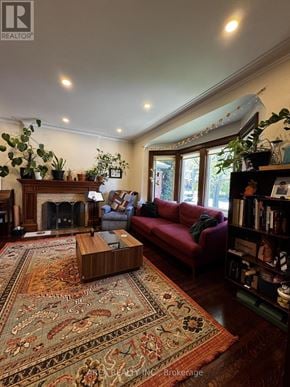 Toronto (Humewood-Cedarvale) apartment for rent - A living room with a red couch and a rug.