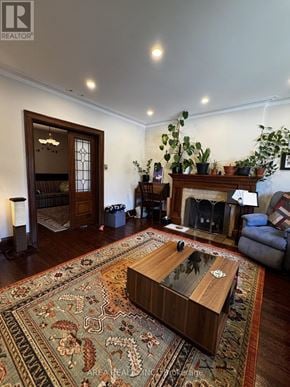 Toronto (Humewood-Cedarvale) apartment for rent - A living room with a rug on the floor and a fireplace.