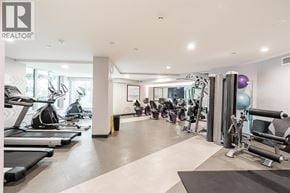 Vancouver apartment for rent - A gym with treadmills, weights, and exercise equipment.