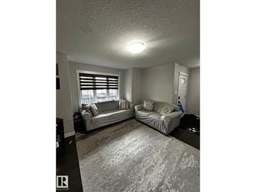 Edmonton apartment for rent - A living room with a grey couch and a grey carpet.