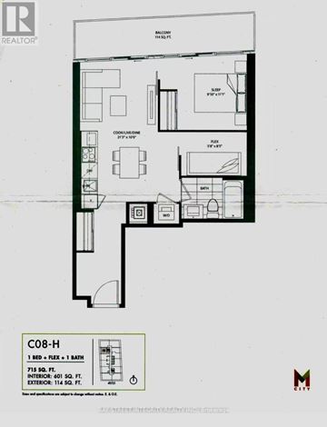 Mississauga (City Centre) condo for rent - A black and white floor plan for a 1 bedroom apartment with a bathroom and a living room.