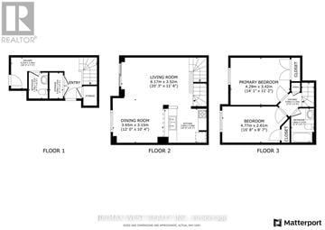 Grimsby (Grimsby Beach) townhouse for rent - A floor plan for a home with three bedrooms and a living room.