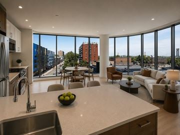 Halifax apartment for rent - A modern kitchen with a bowl of fruit on the counter.