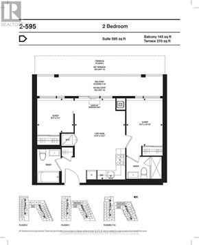 Toronto (Moss Park) condo for rent - A floor plan for a 2 bedroom apartment is displayed.