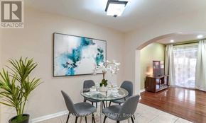 Brampton (Gore Industrial North) apartment for rent - A dining room with a glass table and grey chairs.