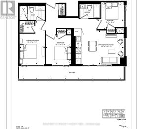 Toronto (Newtonbrook West) condo for rent - A black and white floor plan of a two-bedroom apartment.