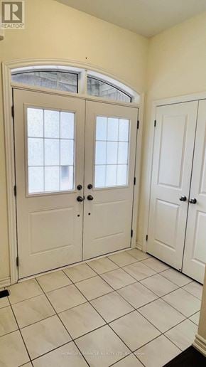 Brampton (Credit Valley) apartment for rent - A white double door with a glass window is closed.