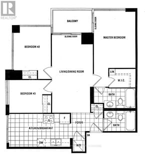 Toronto (Willowdale East) condo for rent - A black and white floor plan of a house with labeled rooms.