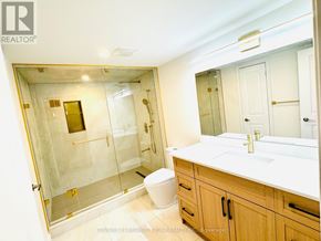 East Gwillimbury (Holland Landing) apartment for rent - A bathroom with a walk-in shower, toilet, and sink.